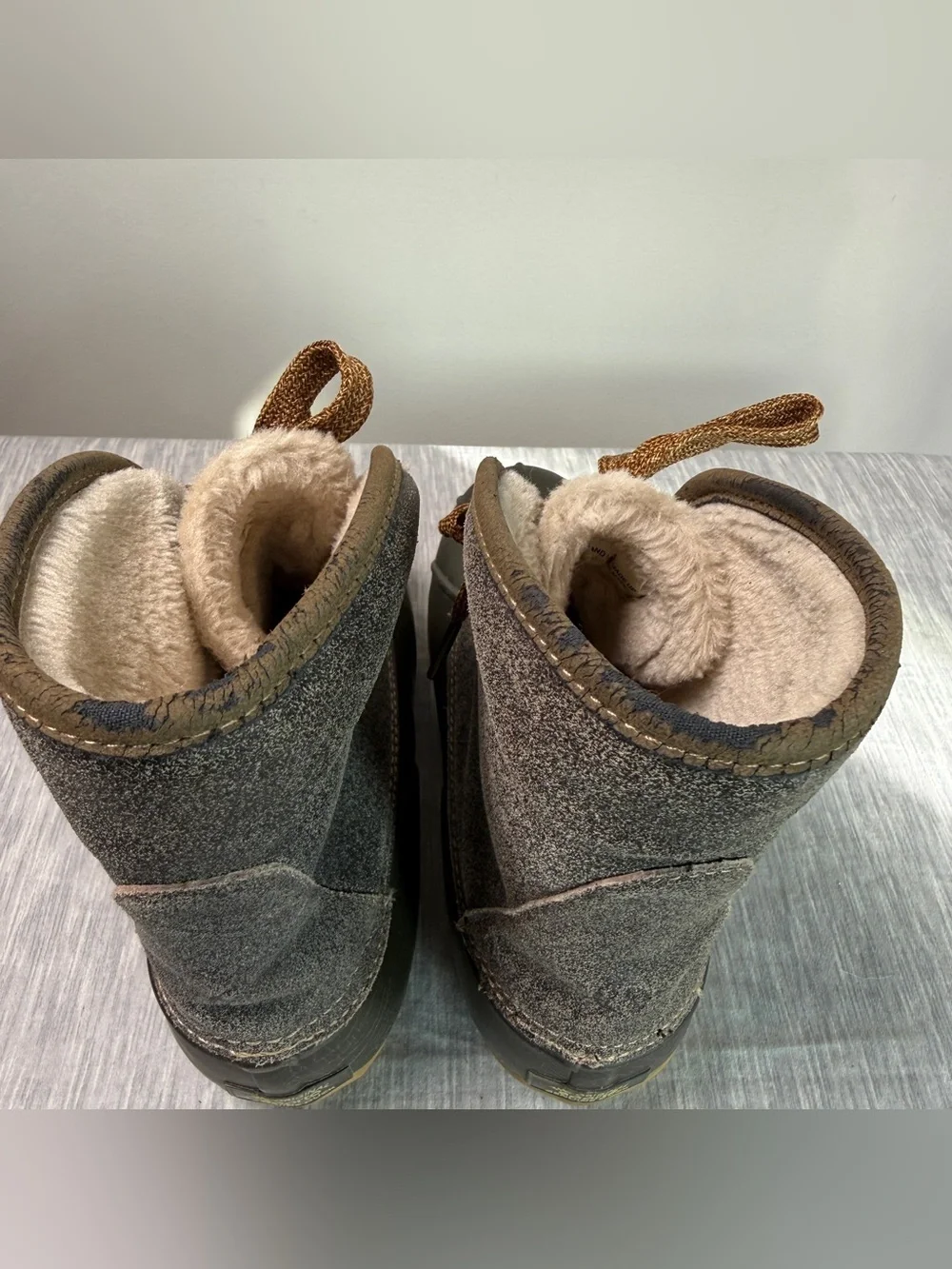 Vintage Sporto Diana Duck Boot | 7 | Gray Suede Faux Fur Lined | Genuine Duck
